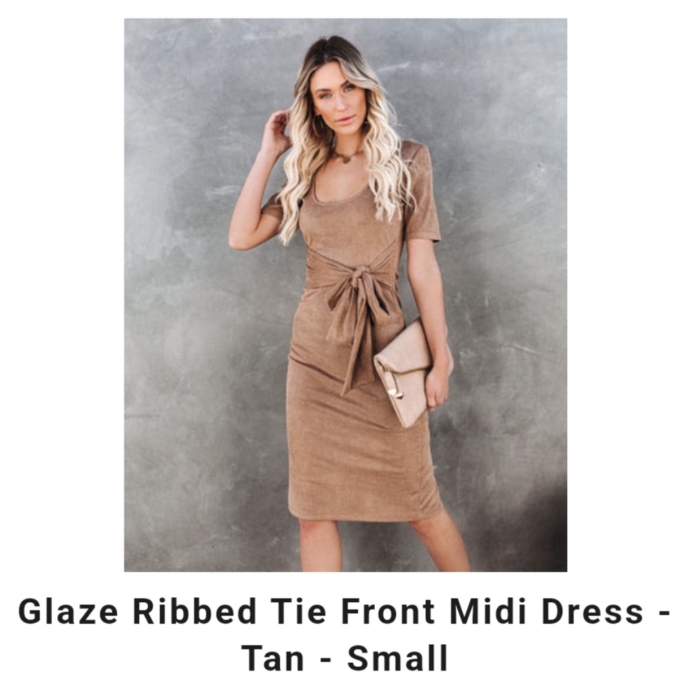 VICI Dolls Glazed Rib Front Tie Midi Dress